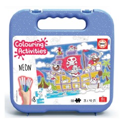 Educa Colouring 100 Piratas Neon